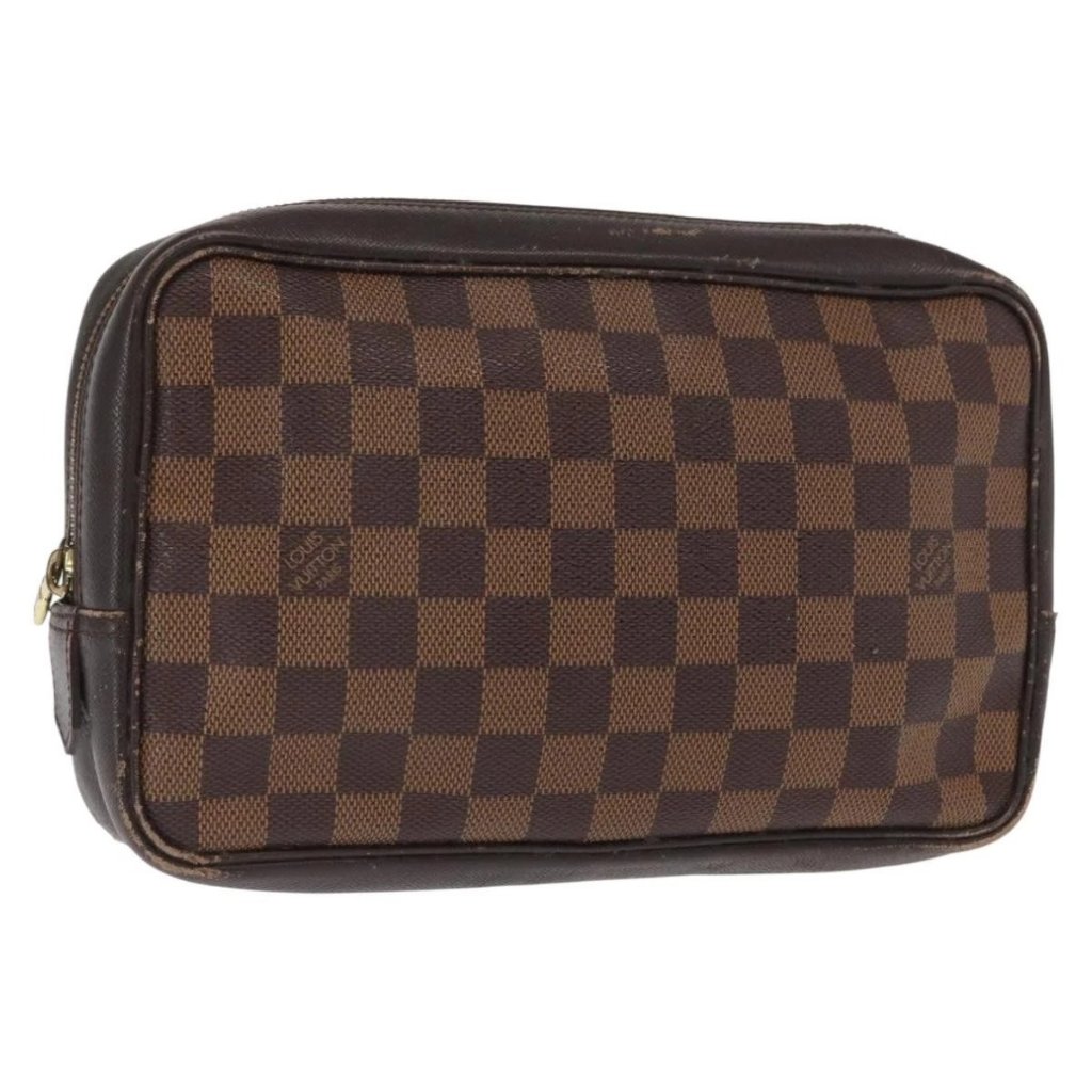 Louis Vuitton Damier Ebene Trousse Toilette 25 Clutch Bag N47624 Lv Auth Ba9155